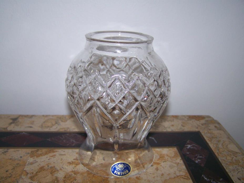 Bohemian Czech Crystal Clear Etched glass Lamp Shade