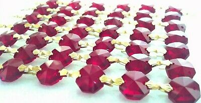 1 Yard Red Chandelier Crystals Garland Prisms