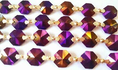 1 Yard Golden Plum AB Chandelier Crystals Garland Prisms Iridescent Purple