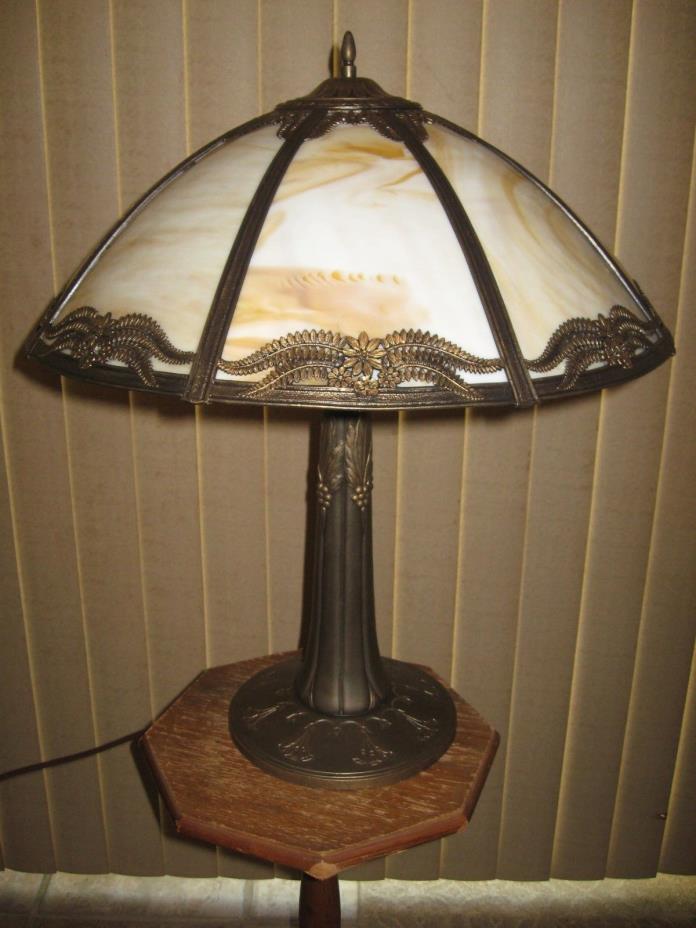ANTIQUE MILLER SLAG GLASS LAMP