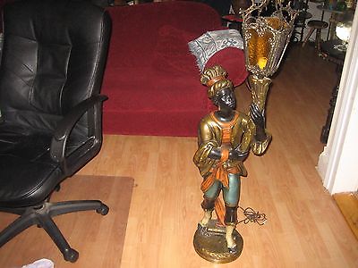 Vintage Fuggiti Studios Plaster Multicolor Standing Patio Floor Lamp Statue Scul