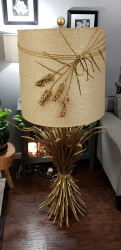 HUGE Marbro Co. Hollywood Regency Gold Wheat Sheaf Floor Lamp 5ft. Tall