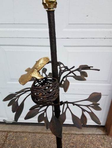 FREDERICK COOPER FLOOR LAMP *TREE WITH BIRD NEST* BRASS BIRD ON NEST W/ BRANCHES