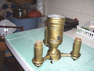 Vintage Colonial Premier Lamp Cluster Shade Holder Mogul Center 3 Arm