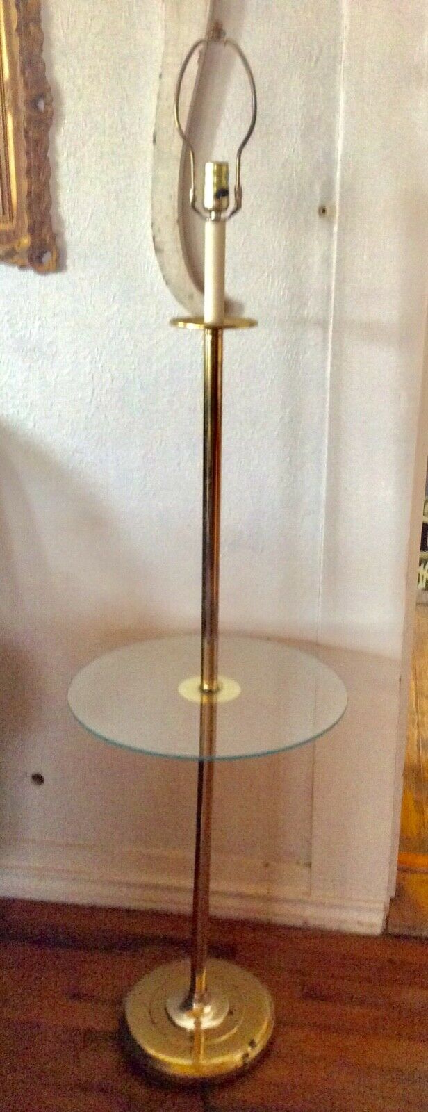 Vtg brass glass floor lamp light table mid century mcm modern mcm retro