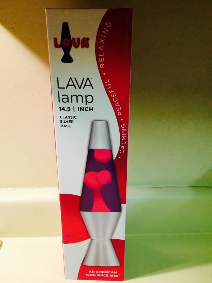 Lava The Original 14.5-Inch Silver Base Lamp With Pink Wax In Purple Liquid