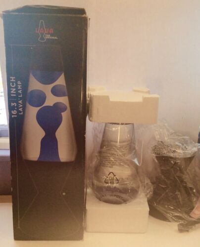 Lava the Original 16.3 Inch Black Base Lamp with Blue Wax - Clear Liquid Groovy!