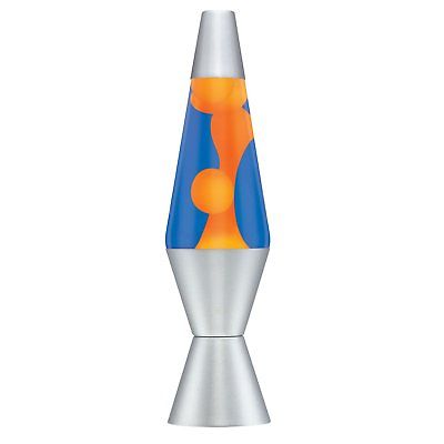 Lava the Original 2117 14.5-Inch Silver Base Lamp with Orange Wax in Blue Liquid