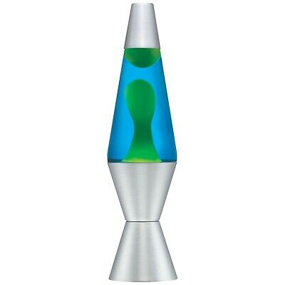 Lava the Original 14.5-Inch Silver Base Lamp with Yellow Wax in Blue Liquid
