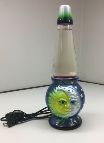 LAVA LAMP LITE ICON SERIES II Celestial Sun and Moon Clear Fluid Pink Lava