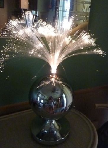 Vtg Retro Fantasia Sunburst Ecstasy 4000 Chrome Rotating Fiber Optic Lamp Light