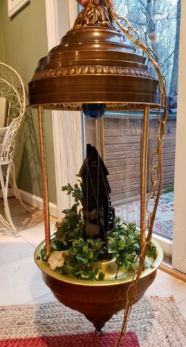 Vintage GRIST MILL Hanging Swag Rain Oil Lamp chandelie 36