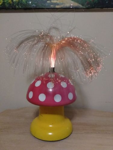 Vintage Mushroom Light Fiber Optic Color Changing Spinning Lamp Free Shipping