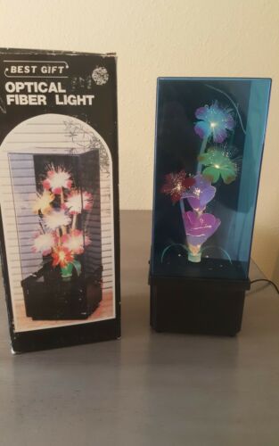 Vintage Fiber Optic Flower Color Changing Light Lamp Musical Taiwan 14 Inches