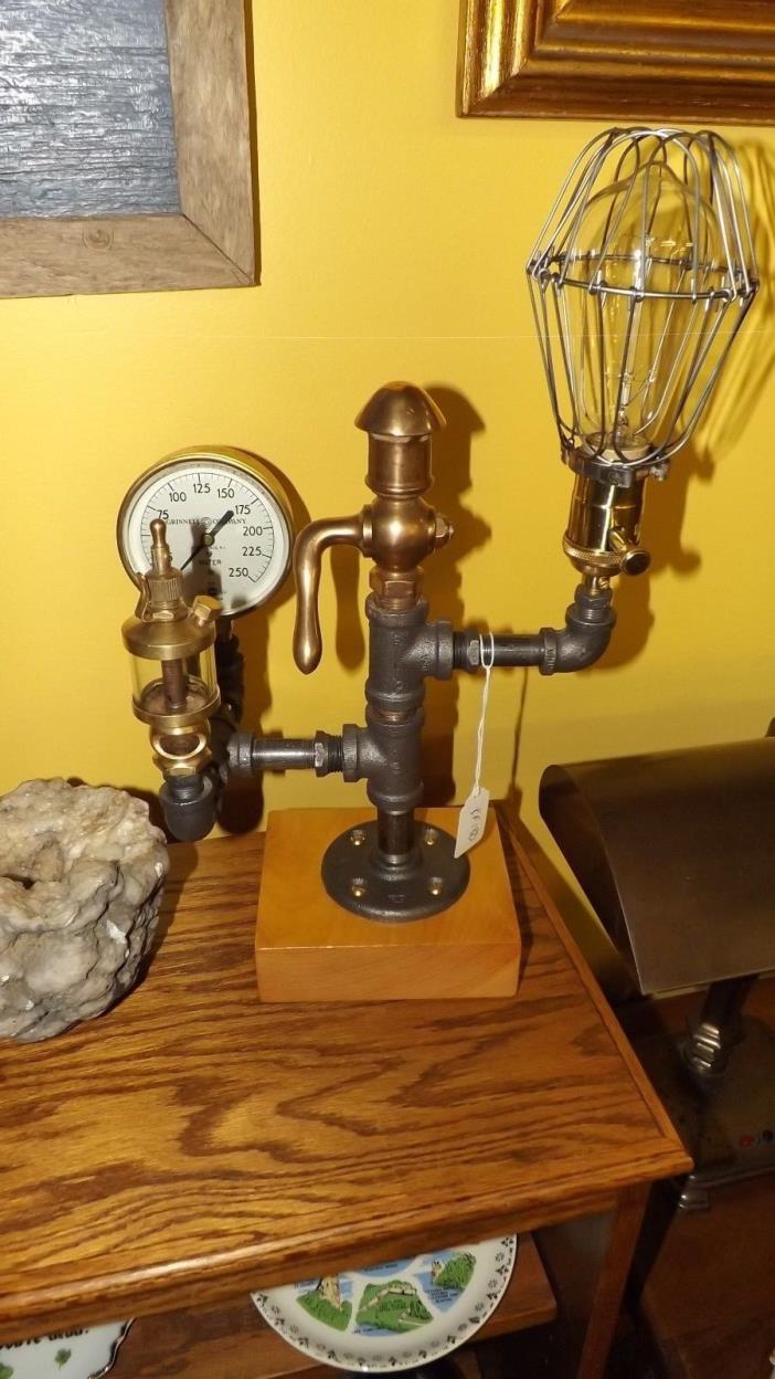 Steampunk Lamp with - industrial brass mechanical lighting CUSTOM WORKING LIGHT