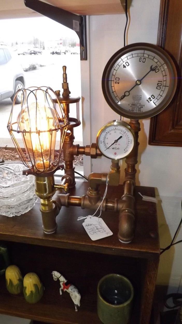 Steampunk Lamp - industrial brass mechanical lighting - custom built working