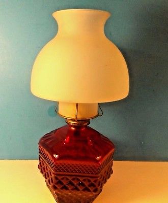 OIL LAMP CRANBERRY GLASS