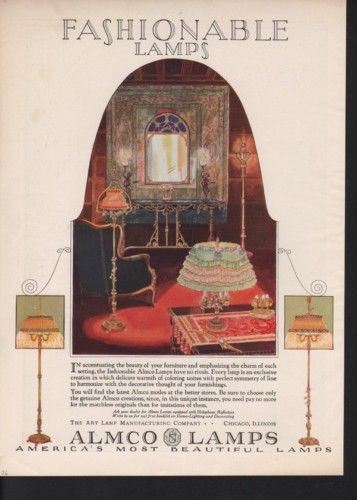 1926 ALMCO LAMP ELECTRIC LIGHT HOME DECOR SHE FASHION AD 10777