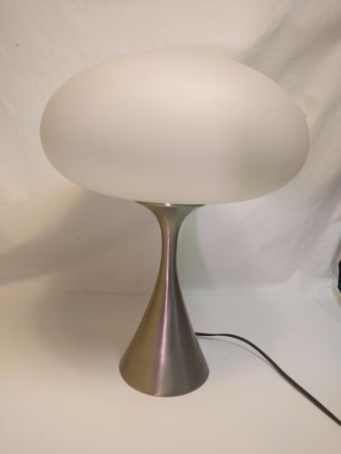 Vintage MCM Mid-century Laurel Mushroom Lamp with Frosted Globe Metallic Base