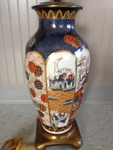 Vintage Oriental Asian Hand Painted Porcelain Table Lamp Ginger Jar