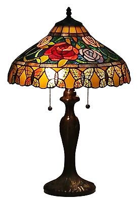 Amora Lighting AM060TL16 Tiffany Style Roses And Butterflies Table Lamp, 16
