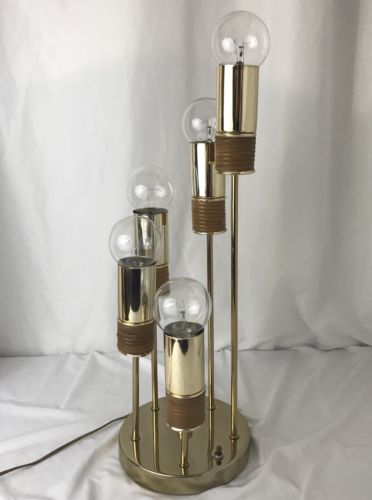 Vtg Mid Century 5 Light Tiered Table Lamp Clover Laurel/Sonneman Style Nautical