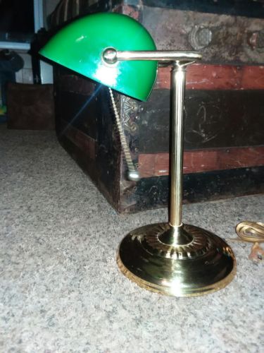 BANKERS TABLE LAMP GREEN GLASS Shade Desk Table Light