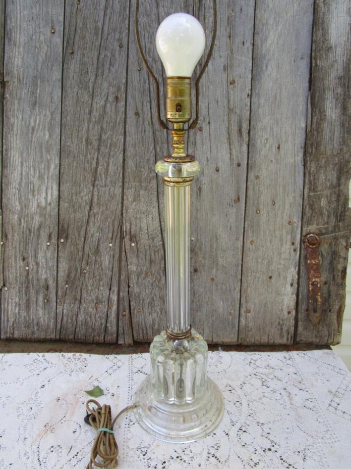Vintage Electric Table Lamp Clear Glass cloth wire