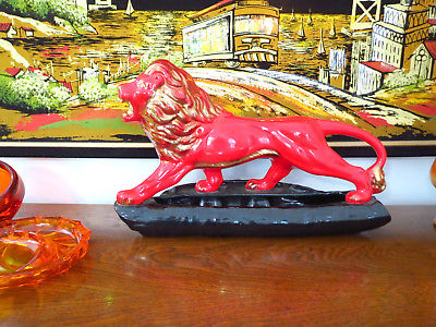VTG 1950s MID Century Modern Red Prowling Lion Lane & Co Art Pottery Planter