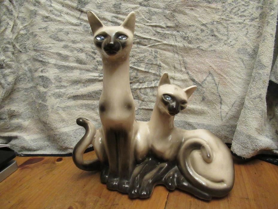 Siamese Cat TV Lamp 1955 Lane & Co. Van Nuys California BLUE Jewel Eyes ~ USED