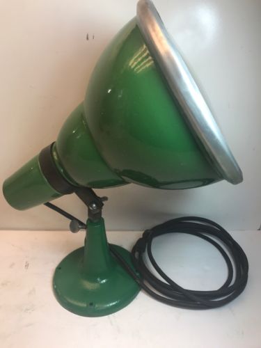 Vintage GOODRICH Large Green Lamp, Spot Light Housing Assembly w/132in/11ft Cord