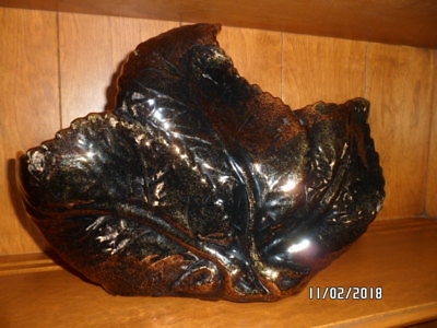 VINTAGE: MID CENTURY 1950's BLACK GOLD THREE LEAF PLANTER TV LAMP