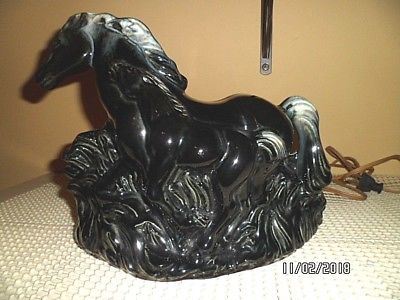 VINTAGE: MID CENTURY 1950's BLACK PRANCING HORSE & COLT; PHIL MAR