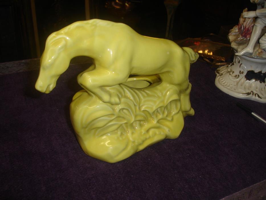 Vintage Retro 1950's Yellow  Horse Stallion TV Lamp Blank Regency Calif Pottery