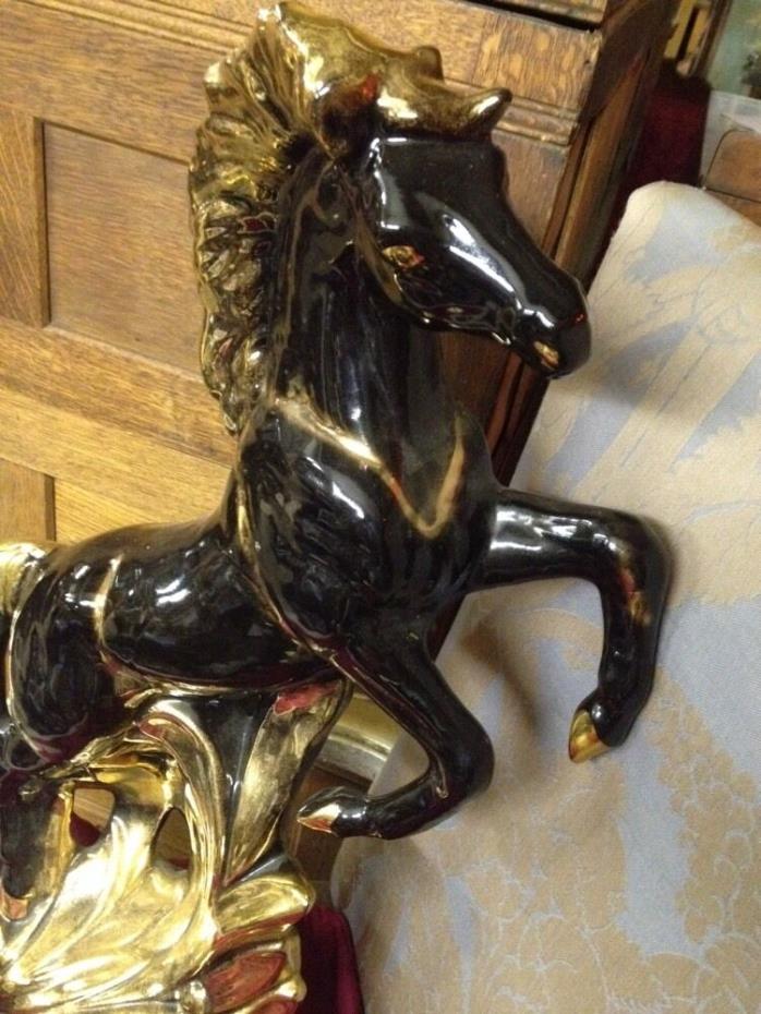 Huge Vintage Retro 1950's Black Horse Stallion TV Statue Regency Calif Pottery