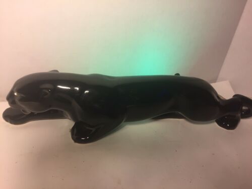 1950's Vintage Mid Century Modern Black Panther Jaguar TV Lamp Light Ceramic 22
