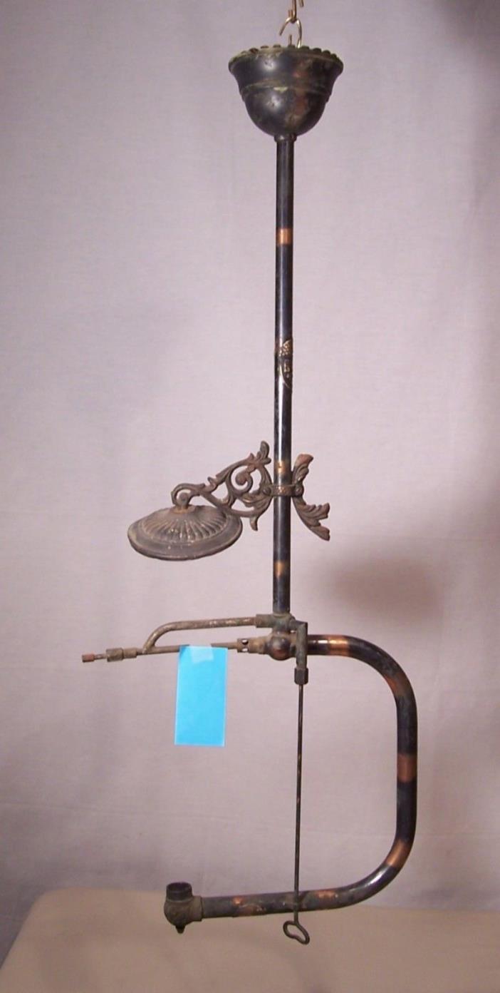 Antique Vtg Rare Acorn Mfg. Japanned Brass Gas Light Fixture #5464 Chicago #Q-66