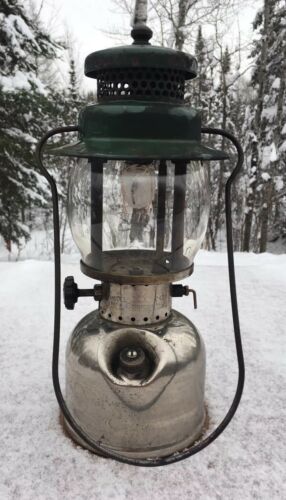 Coleman Lantern 242B Single Mantle Nickel Plated Green Pyrex Tested Works 1936