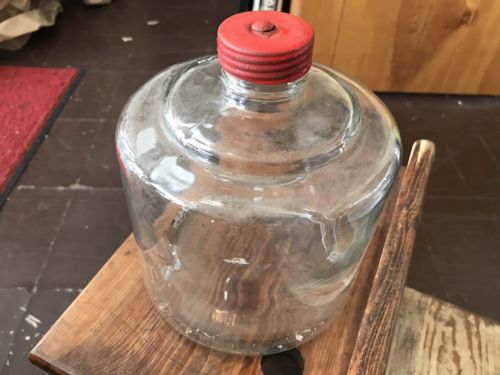 Vintage Antique Clear Glass Kerosene Stove Fuel Oil Jar Bottle