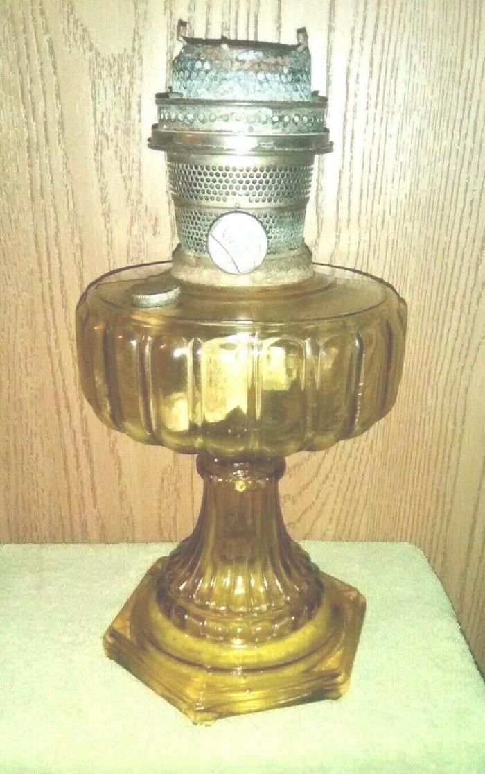 Amber Colored Glass Aladdin Kerosene Lamp.  NU-TYPE Model B