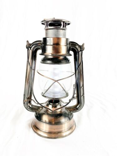 Vintage Preowned Brass LED Lamp Lantern Glass Globe