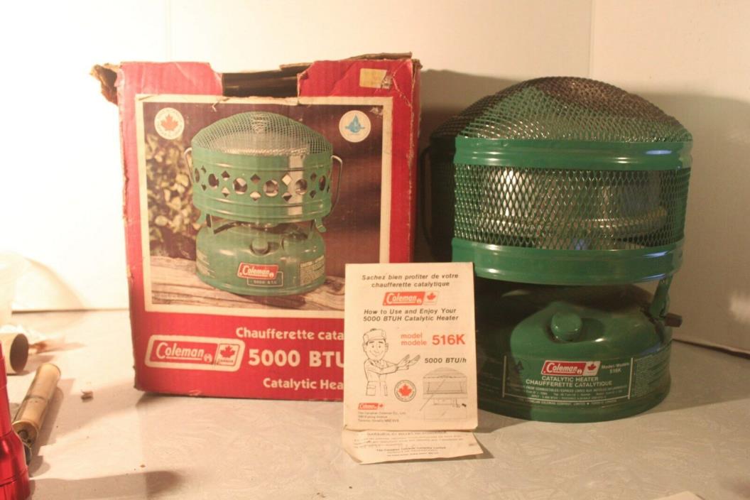 COLEMAN CANADA MODEL 516K 5000 BTU HEATER STOVE + BOX + INSTRUCTIONS JAN 1981