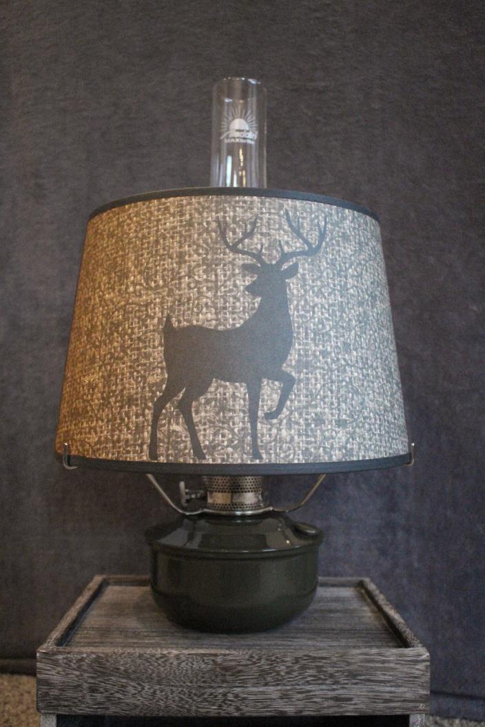 ALADDIN CAMO GREEN ALUMINUM SHELF LAMP WITH DEER SHADE