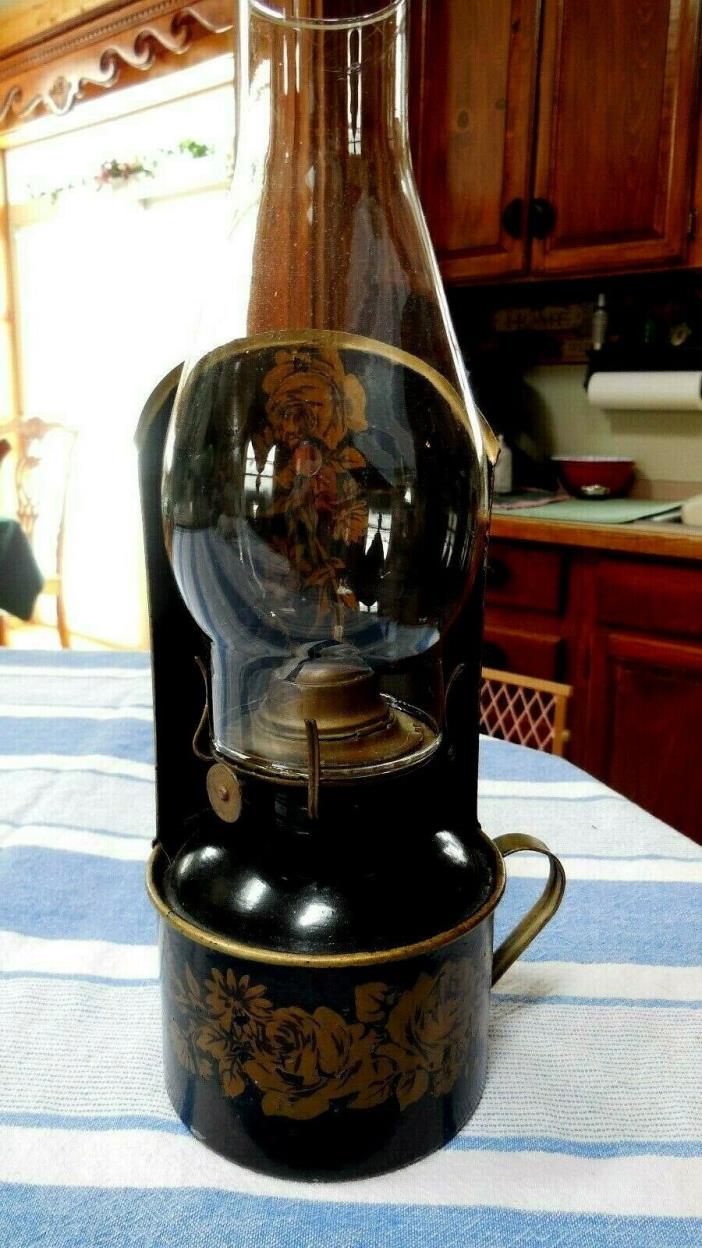 Metal Oil Lamp, Painted Black