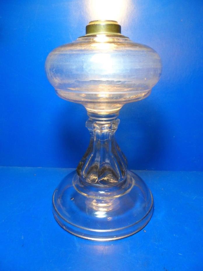 Antique Kerosene Oil Lamp 1800'S Clear Pressed Glass NICE BUBBLES