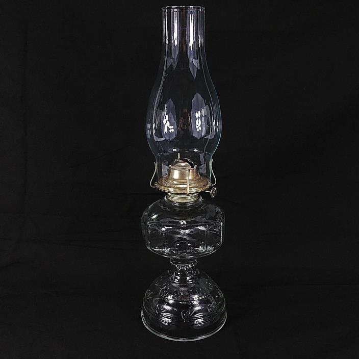 Oil Lamp Tall Eagle Kerosene Clear Glass P&A Risdon Mfg Vintage