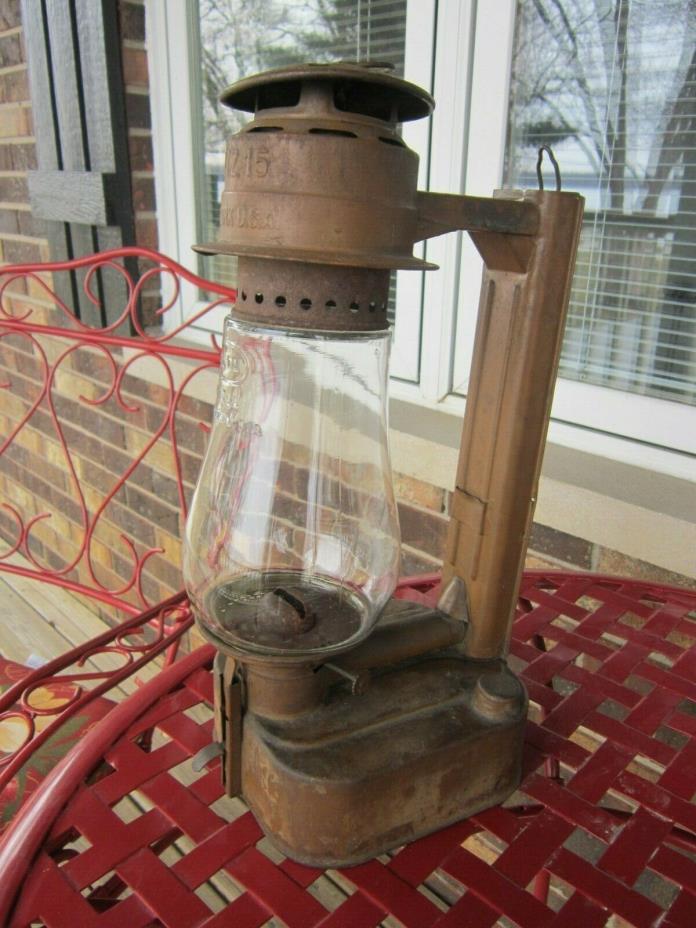Rare Antique DIETZ 15 NEW YORK Side Lamp Wall Lantern & FITALL Glass Globe Vtg