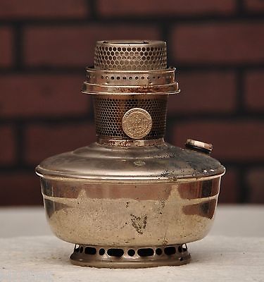 Aladdin Kerosene Model 12 Nickel Plated Table Lamp -Good Burner - Damage to base