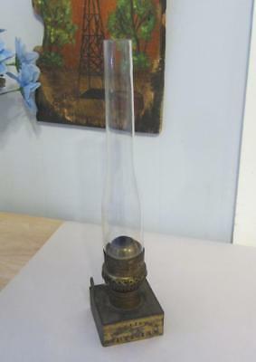 Antique McAllister Optician Tin Lamp With A H.G. Moehring Burner & Chimney