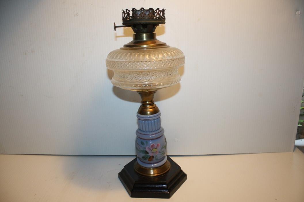 Antique Victorian Oil Kerosene Parlor Lamp Light Hand Painted ESTATE FIND